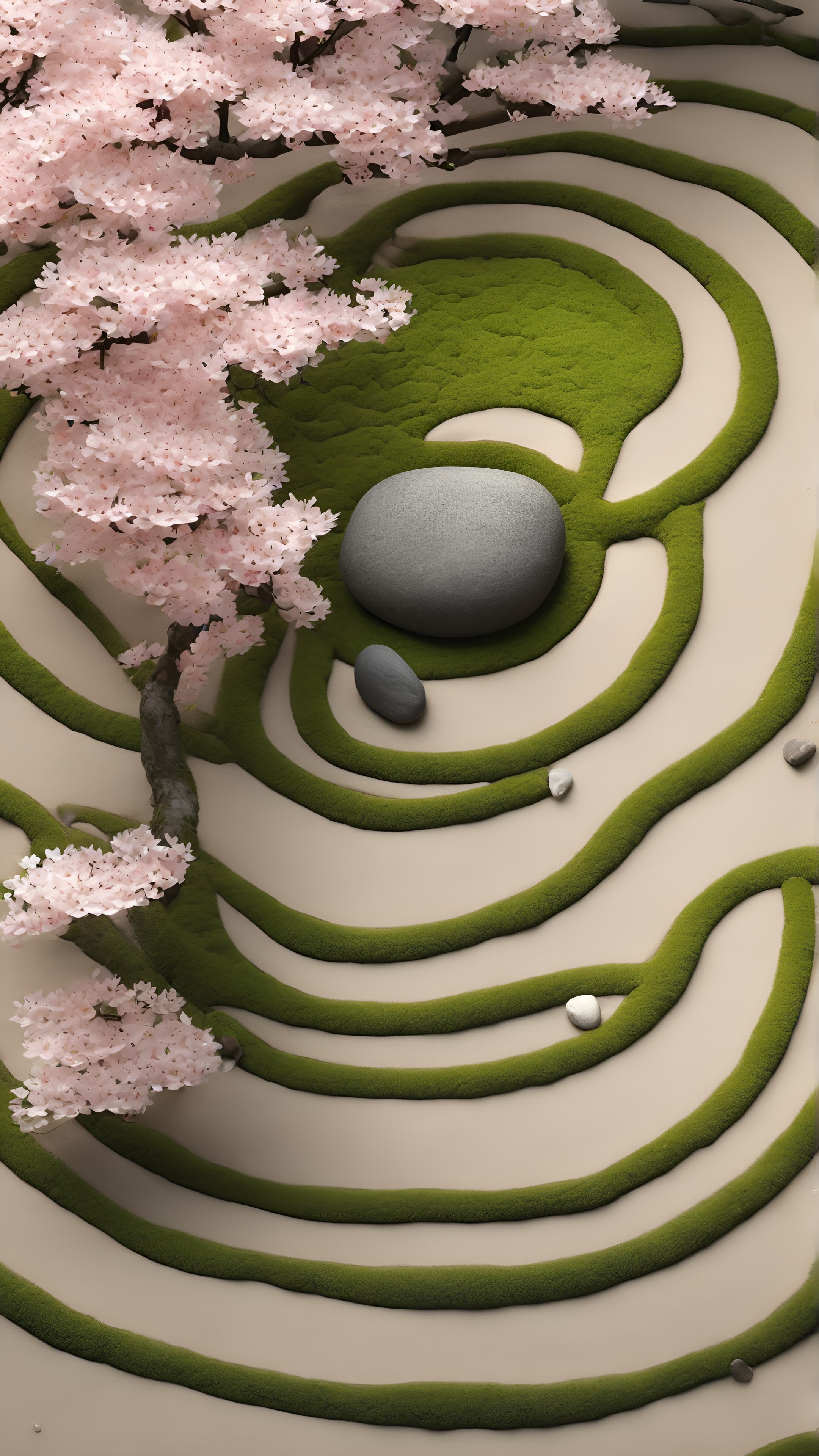 Zen Garden Cherry Blossom Serenity 4K Wallpaper