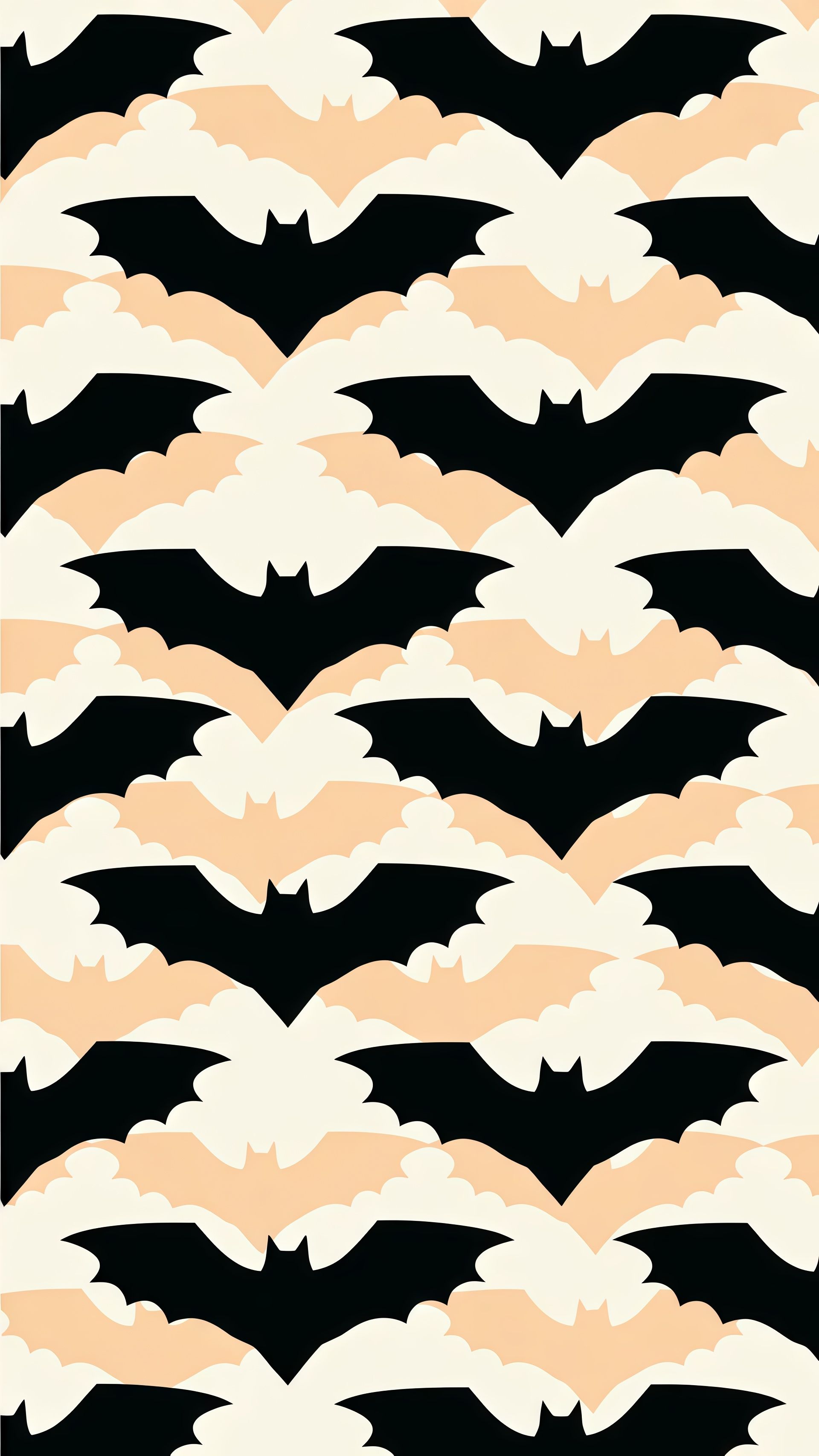 Black Bats Orange Purple Gradient Mist Wallpaper