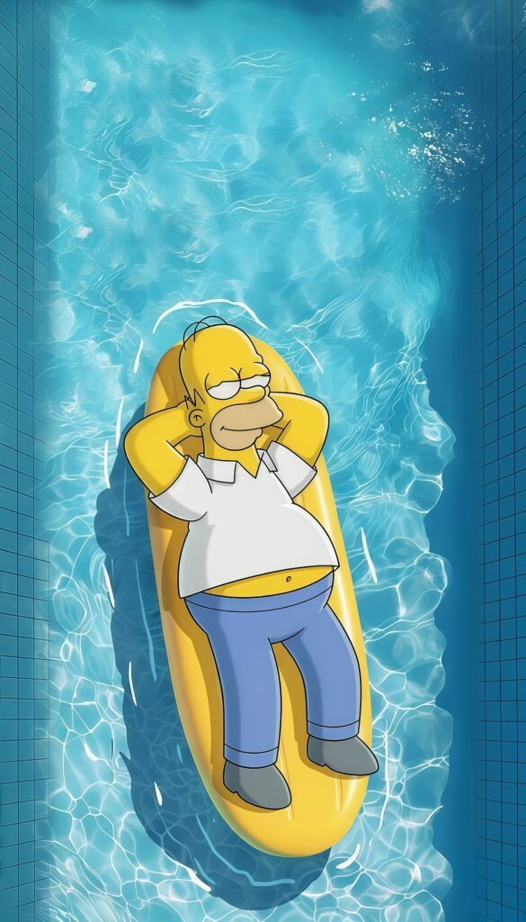 Homer Simpson Floating on a Pool Raft Wallpaper