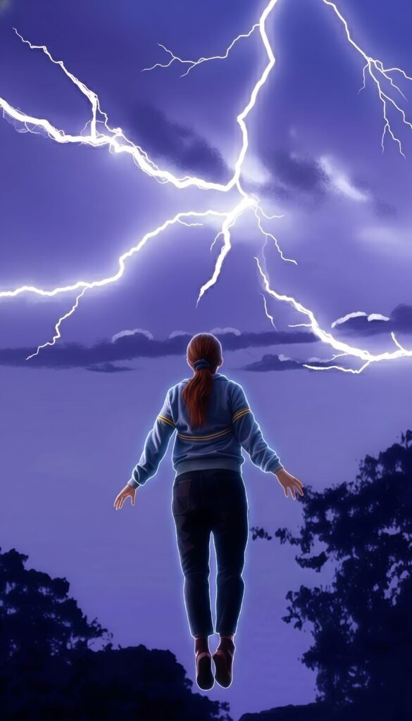 Max Mayfield Levitation Scene lightning Wallpaper